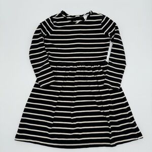 Hanna Andersson Striped Black and White Girls Dress Gold Zipper on Back Size 8
